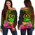 Vanuatu Polynesian Personalised Women's Off Shoulder Sweater - Hibiscus and Banana Leaves - Polynesian Pride