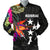 Kosrae Men's Bomber Jacket - Polynesian Hibiscus Pattern Black - Polynesian Pride