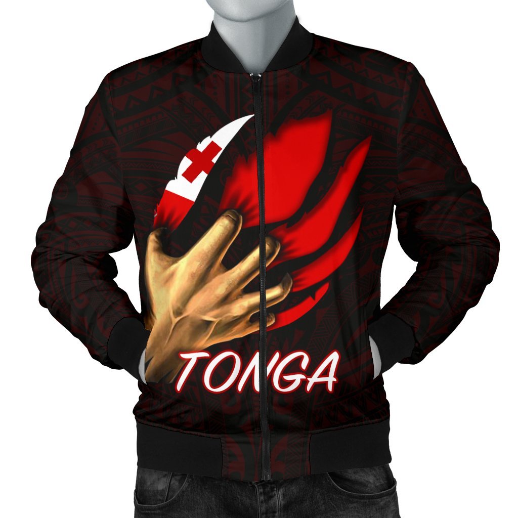 Tonga Men's Bomber Jacket - Tonga In Me (Red) Red - Polynesian Pride