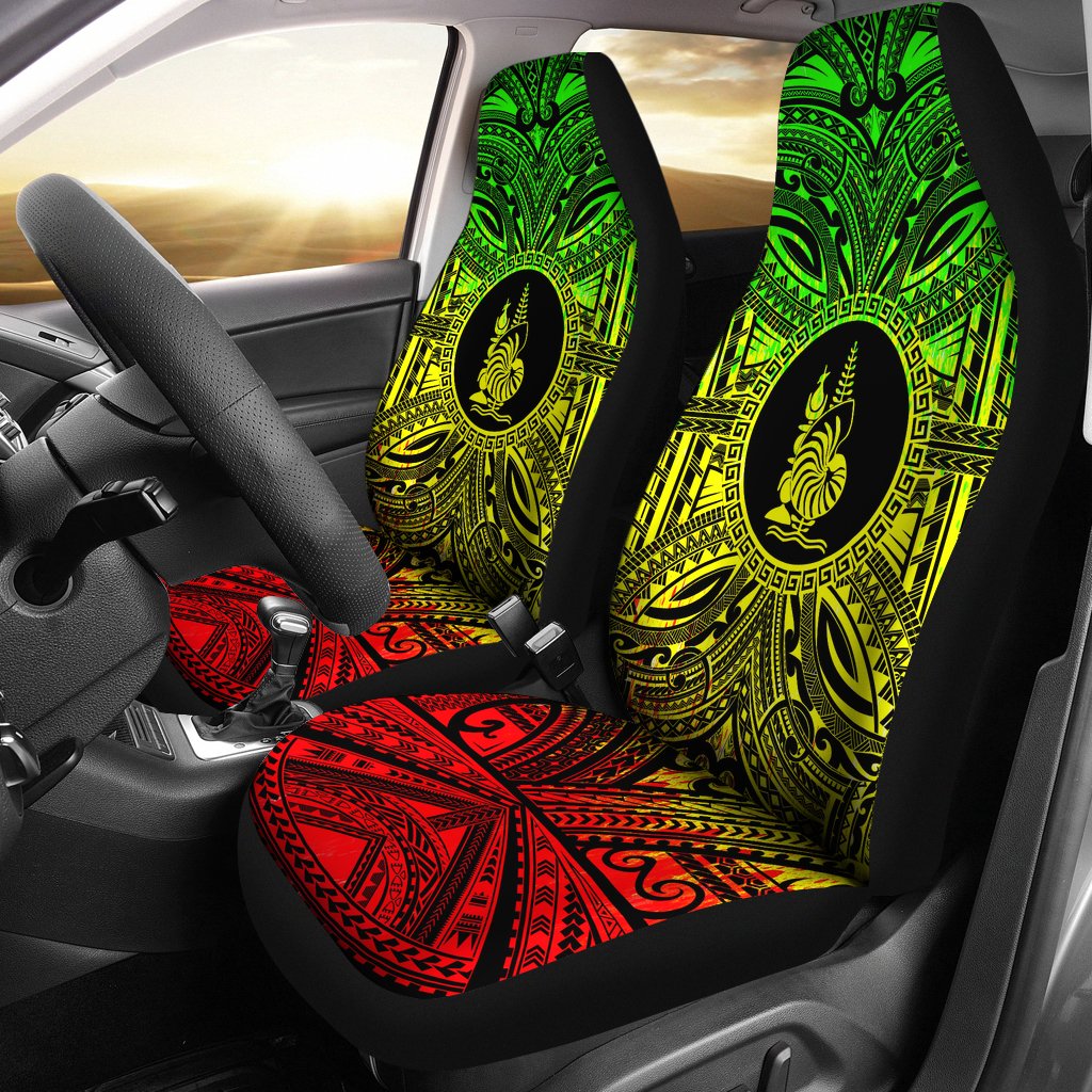 New Caledonia Car Seat Cover - New Caledonia Coat Of Arms Polynesian Reggae Style Universal Fit Reggae - Polynesian Pride