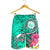 Hawaii Polynesian Men's Shorts - Hawaii Seal With Turtle Plumeria (Turquoise) - Polynesian Pride