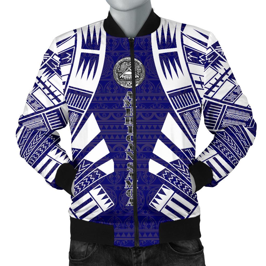 American Samoa Men Bomber Jackets - Polynesian Tattoo Flag White - Polynesian Pride