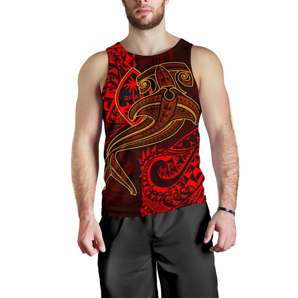Guam Polynesian Men's Tank Top - Red Shark Polynesian Tattoo - Polynesian Pride
