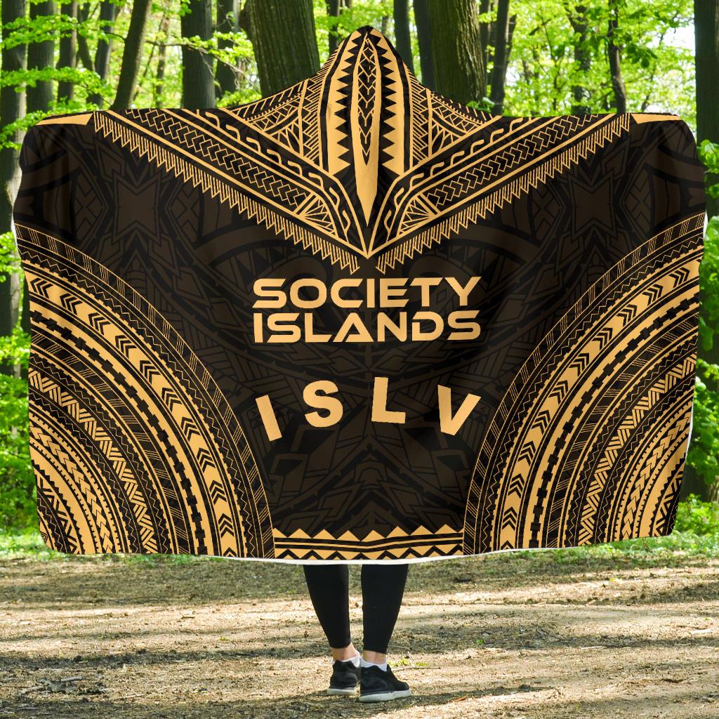 Society Islands Polynesian Chief Hooded Blanket - Gold Version Hooded Blanket Gold - Polynesian Pride