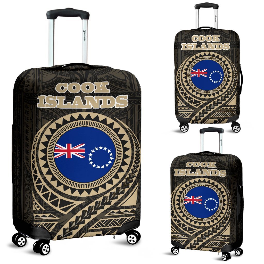 Cook Islands Polynesian Luggage Cover 2 A7 Black - Polynesian Pride