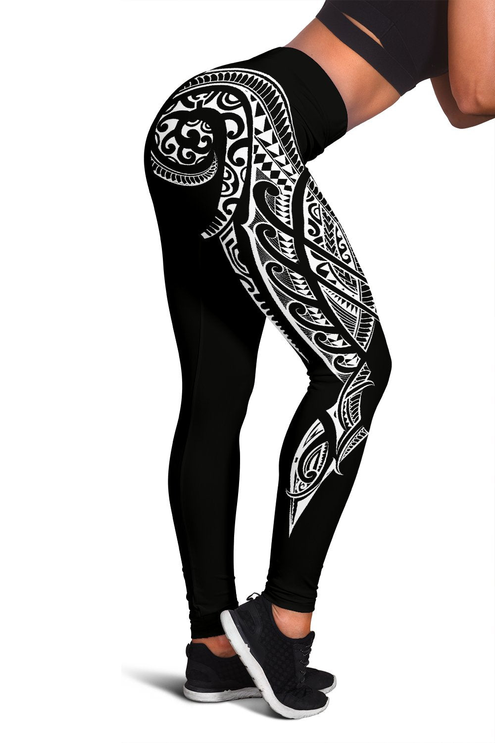 Cook Islands State Tattoo Swirly White Polynesian Women's Leggings White - Polynesian Pride