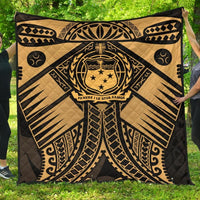 Samoa Polynesian Premium Quilt - Samoa Gold Seal with Polynesian Tattoo Yellow - Polynesian Pride