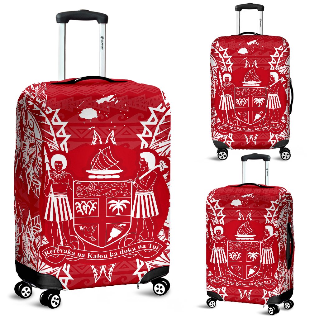 Fiji Polynesian Luggage Covers Map Red White Red - Polynesian Pride