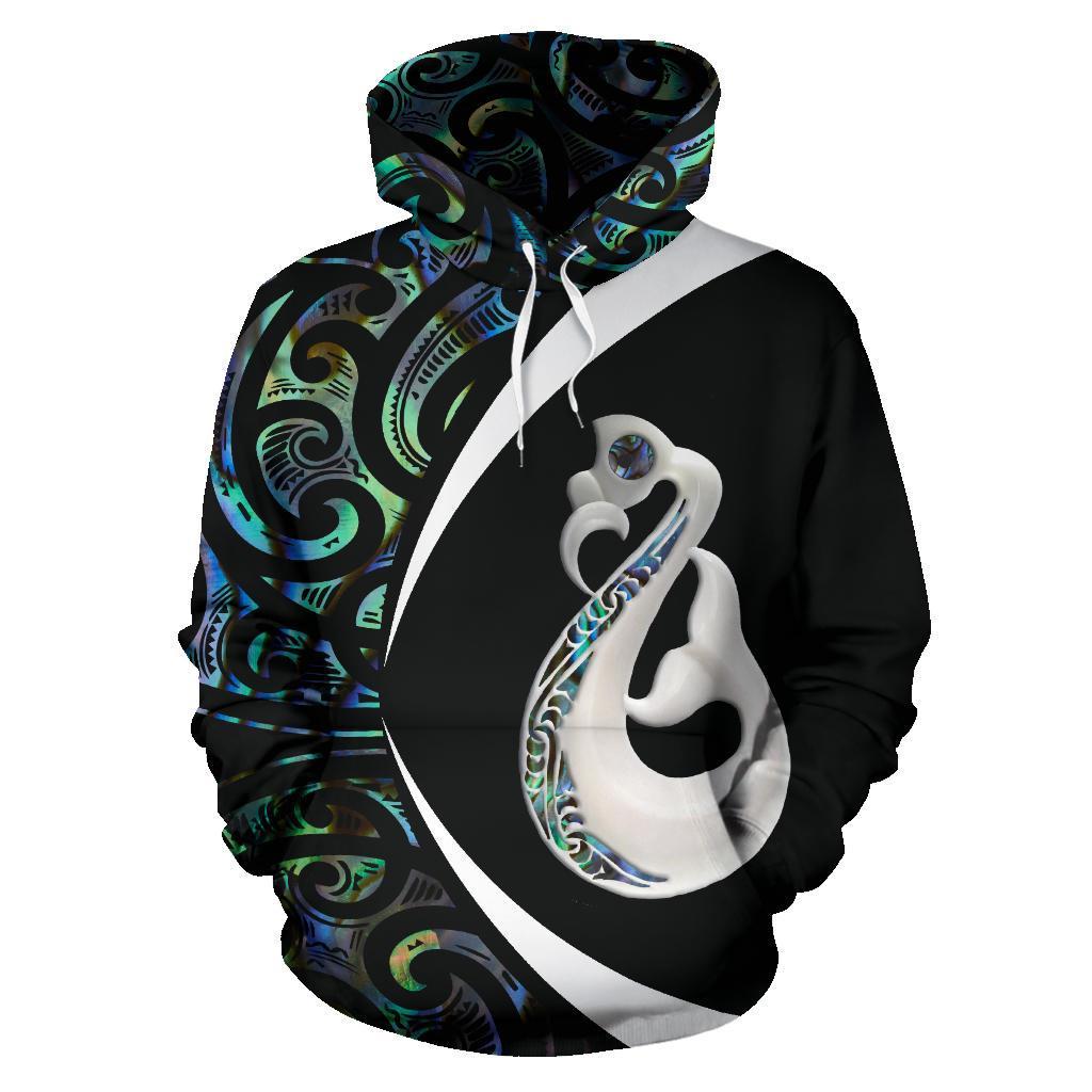 Maori Manaia Paua Shell Hoodie Patea 273 Circle Style Unisex Art - Polynesian Pride