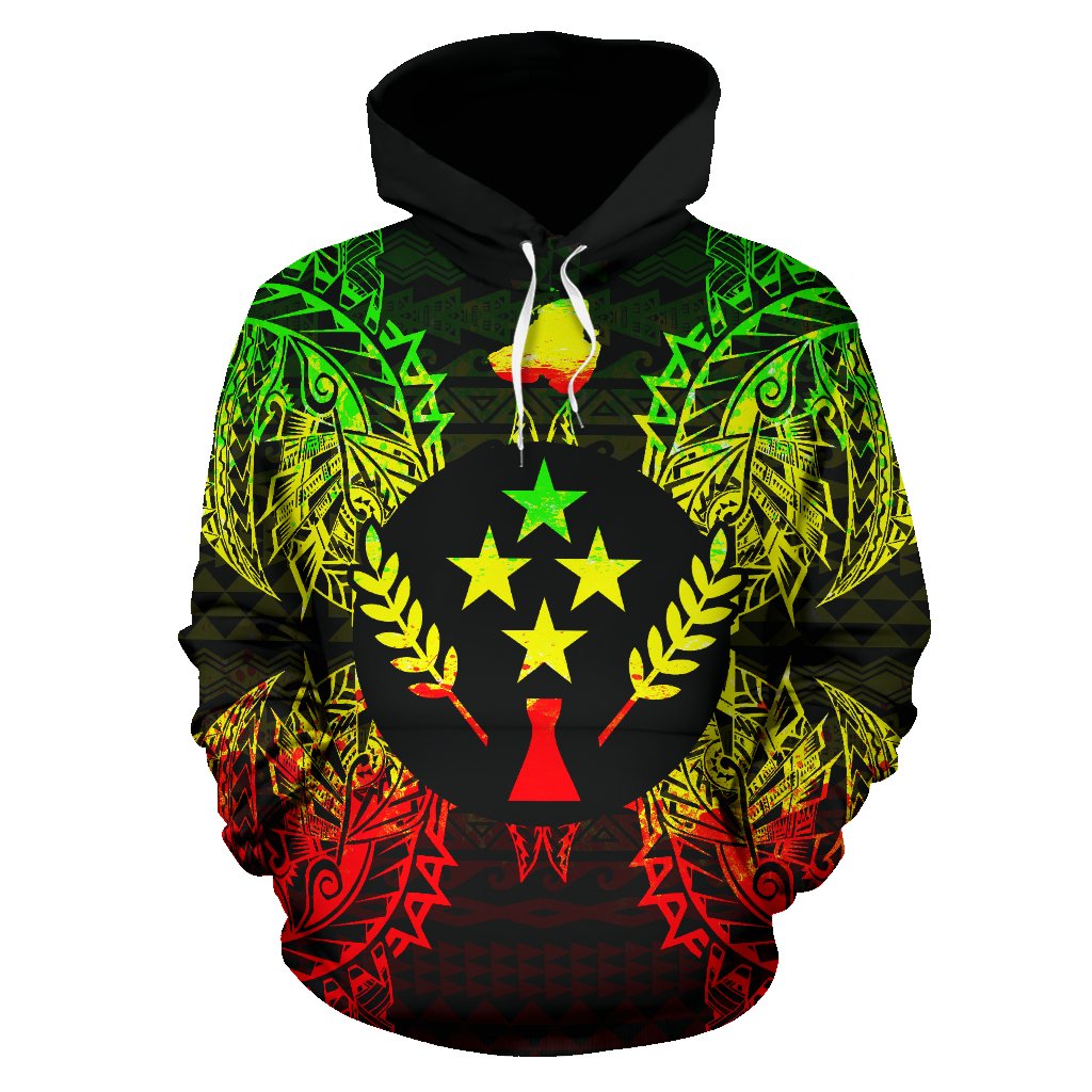 Kosrae Polynesian ll Over Hoodie Map Reggae - Polynesian Pride