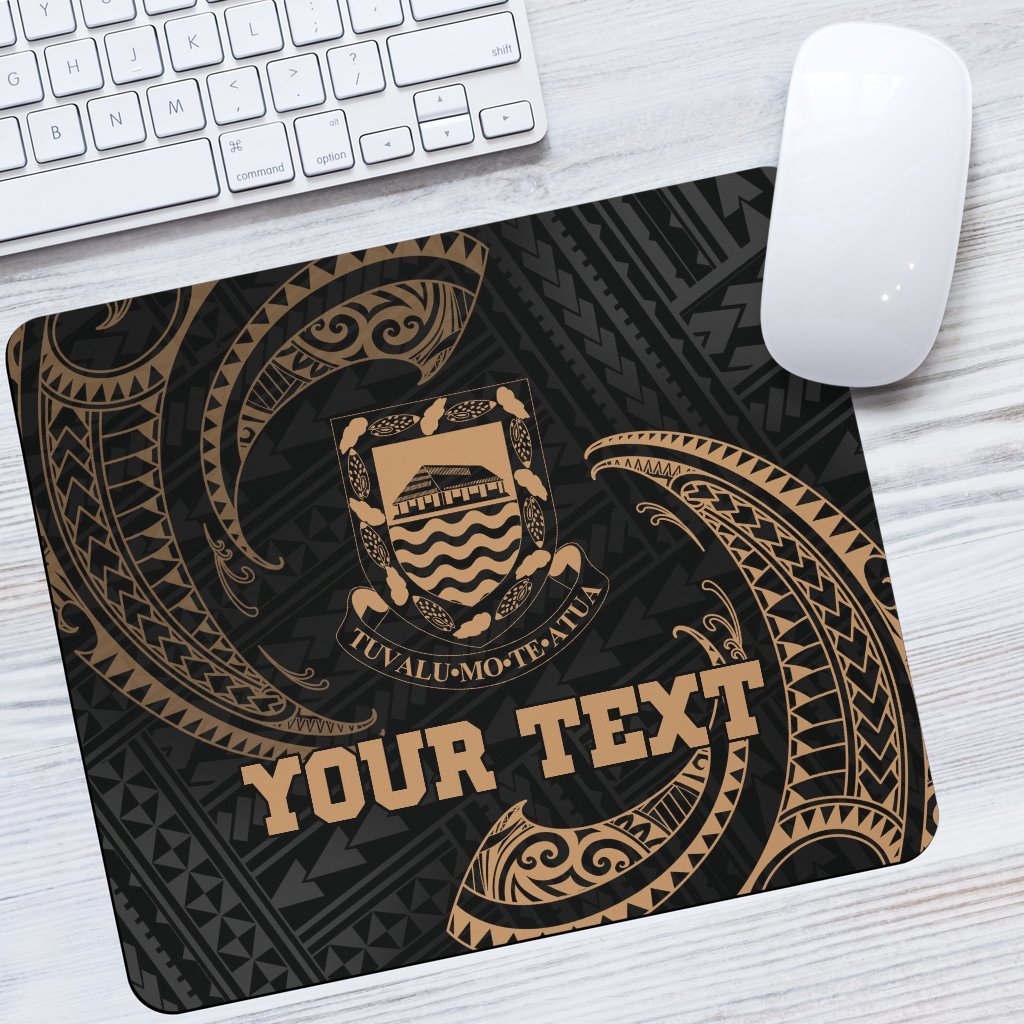 Tuvalu Polynesian Custom Personalised Mouse Pad - Gold Tribal Wave One Style One Size Black - Polynesian Pride