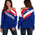 Hawaii Flag Women's Off Shoulder Sweater Blue - Polynesian Pride