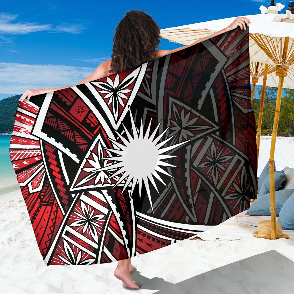 Marshall Islands Sarong - Tribal Flower Special Pattern Red Color SARONG ONE SIZE Red - Polynesian Pride