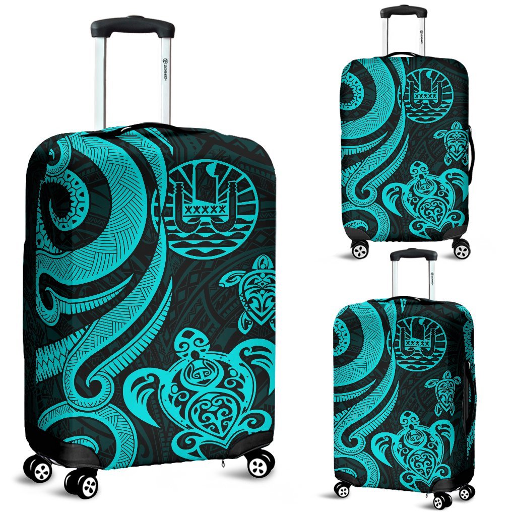 Tahiti Polynesian Luggage Covers - Turquoise Tentacle Turtle Turquoise - Polynesian Pride