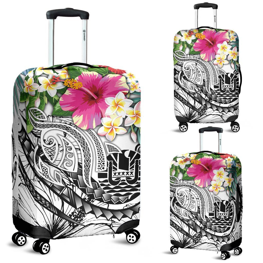Tahiti Polynesian Luggage Covers - Summer Plumeria (White) - Polynesian Pride