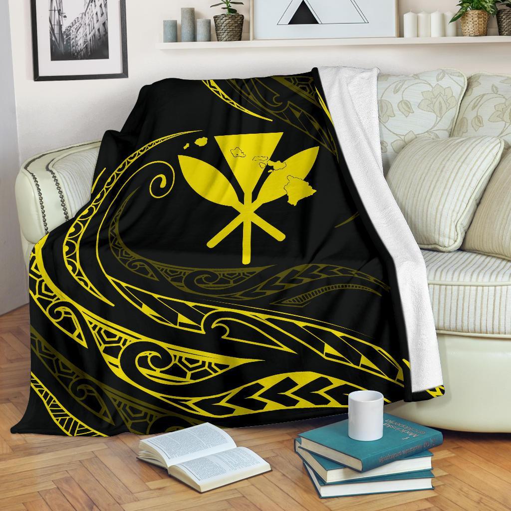 Kanaka Premium Blanket - Yellow - Frida Style White - Polynesian Pride