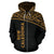 New Caledonia Polynesian All Over Zip up Hoodie Gold Curve Version - Polynesian Pride