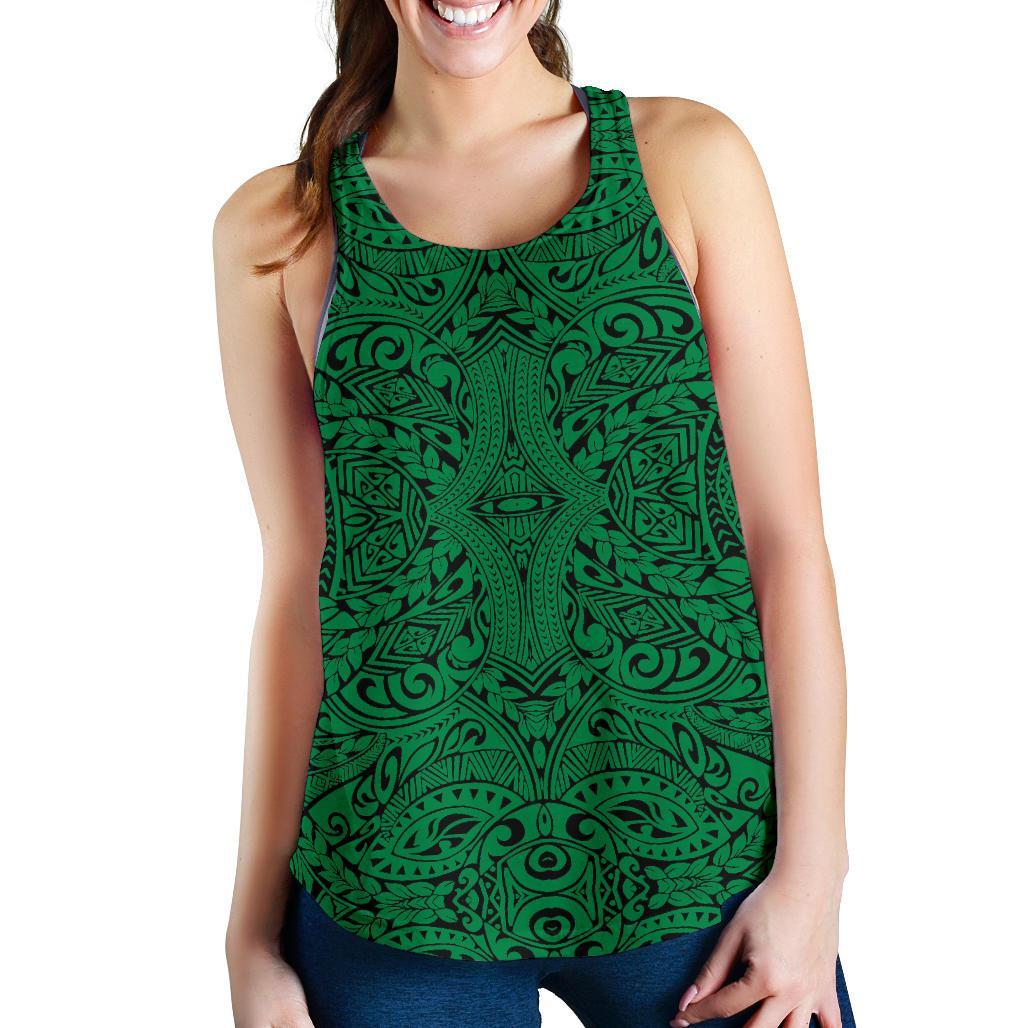 Polynesian Culture Green Women's Racerback Tank Top Green - Polynesian Pride