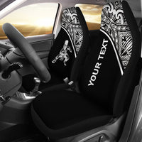 Hawaii Custom Personalised Car Seat Covers - Polynesian Warriors White Curve Universal Fit Black - Polynesian Pride