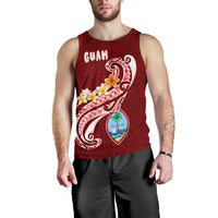 Guam Men's Tank Top - Guam Seal Polynesian Patterns Plumeria (Red) - Polynesian Pride