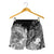 Polynesian Hawaii Women's Shorts - Humpback Whale with Tropical Flowers (White) - Polynesian Pride