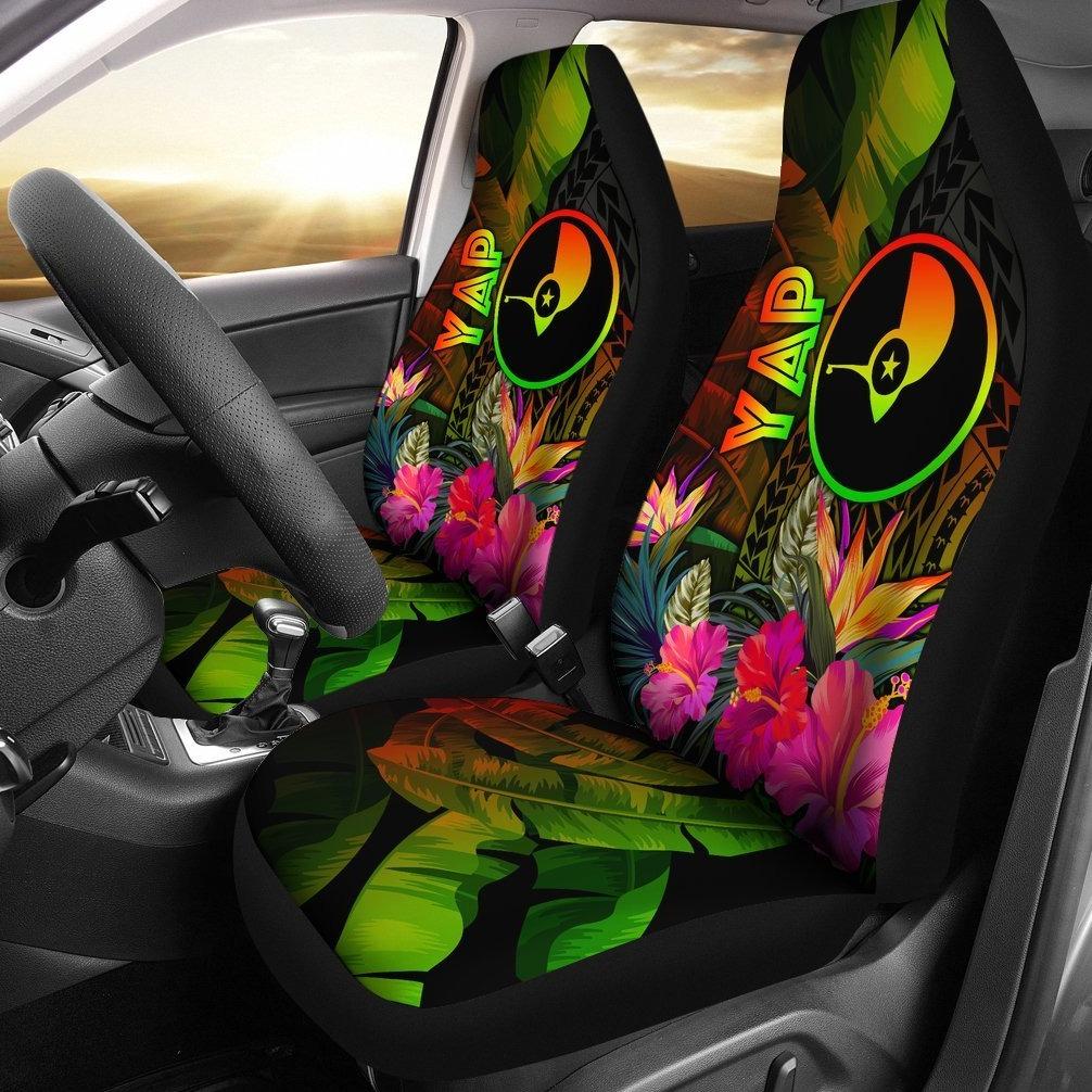 YAP Polynesian Car Seat Covers - Hibiscus and Banana Leaves Universal Fit Reggae - Polynesian Pride