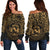 Hawaii Women's Off Shoulder Sweater - Hawaii Seal Pride Style (Gold) - Polynesian Pride