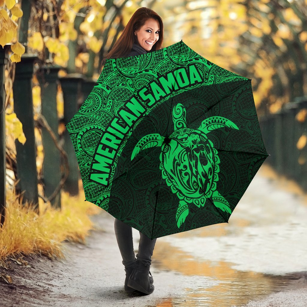 American Samoa Umbrella Turtle Mermaid Polynesian Pattern Green - Polynesian Pride