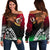 Vanuatu Women's Off Shoulder Sweater Polynesian Palm Tree Flag Black - Polynesian Pride