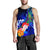 Marshall Islands Men's Tank Top - Humpback Whale with Tropical Flowers (Blue) - Polynesian Pride