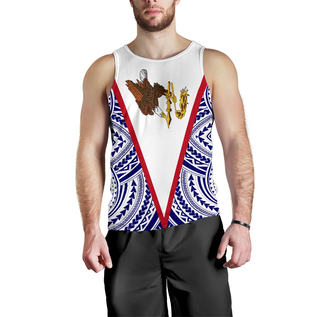 American Samoa Men's Tank Top - Flag Style White - Polynesian Pride