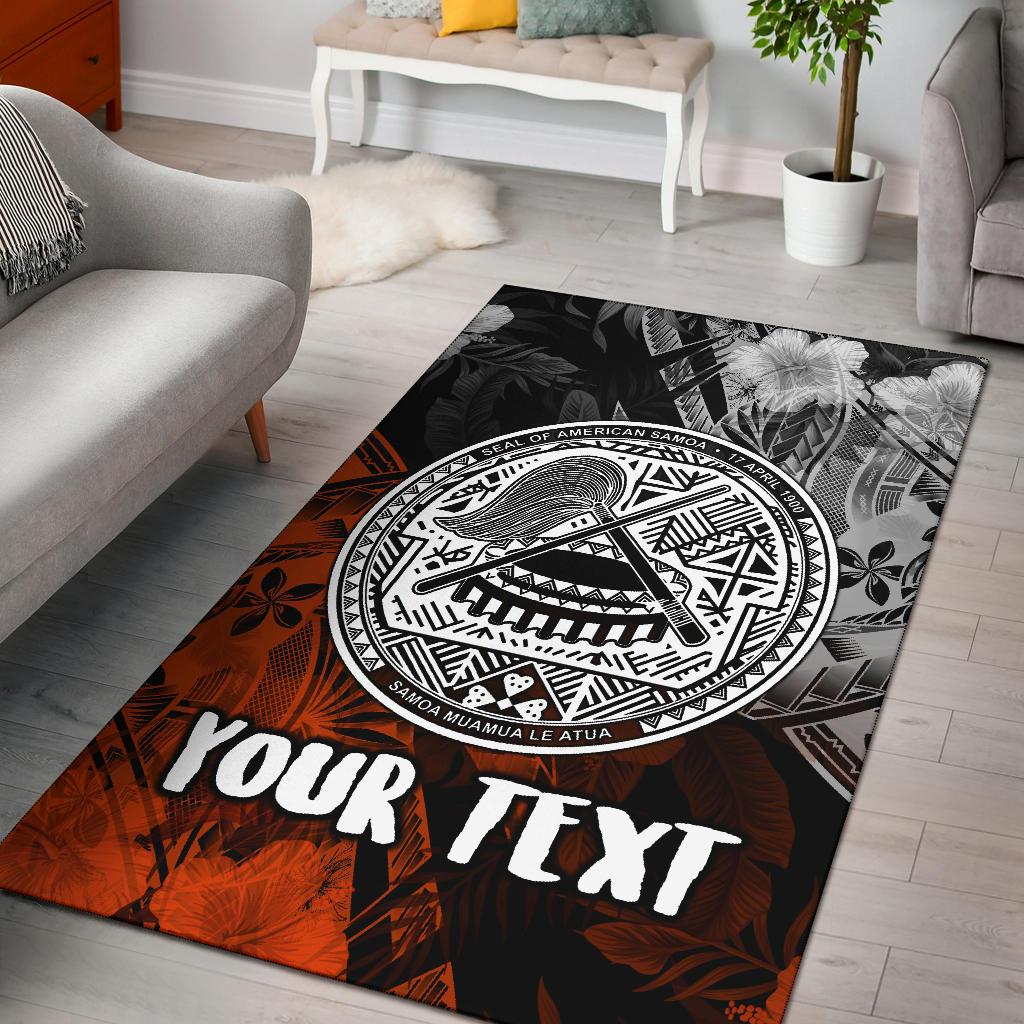 American Samoa Personalised Area Rug - Vintage Polynesian Style Black - Polynesian Pride