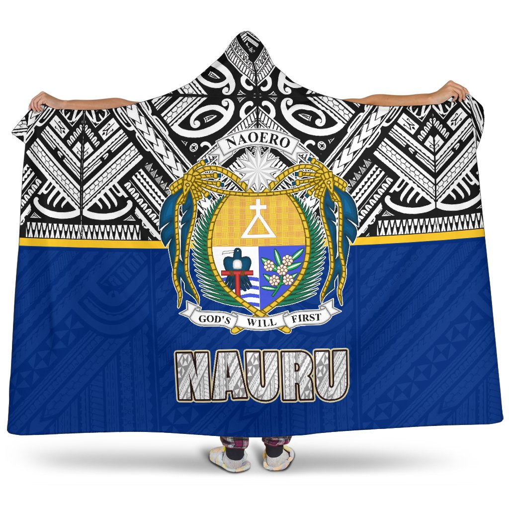 Nauru Hooded Blanket - Polynesian Design Hooded Blanket White - Polynesian Pride