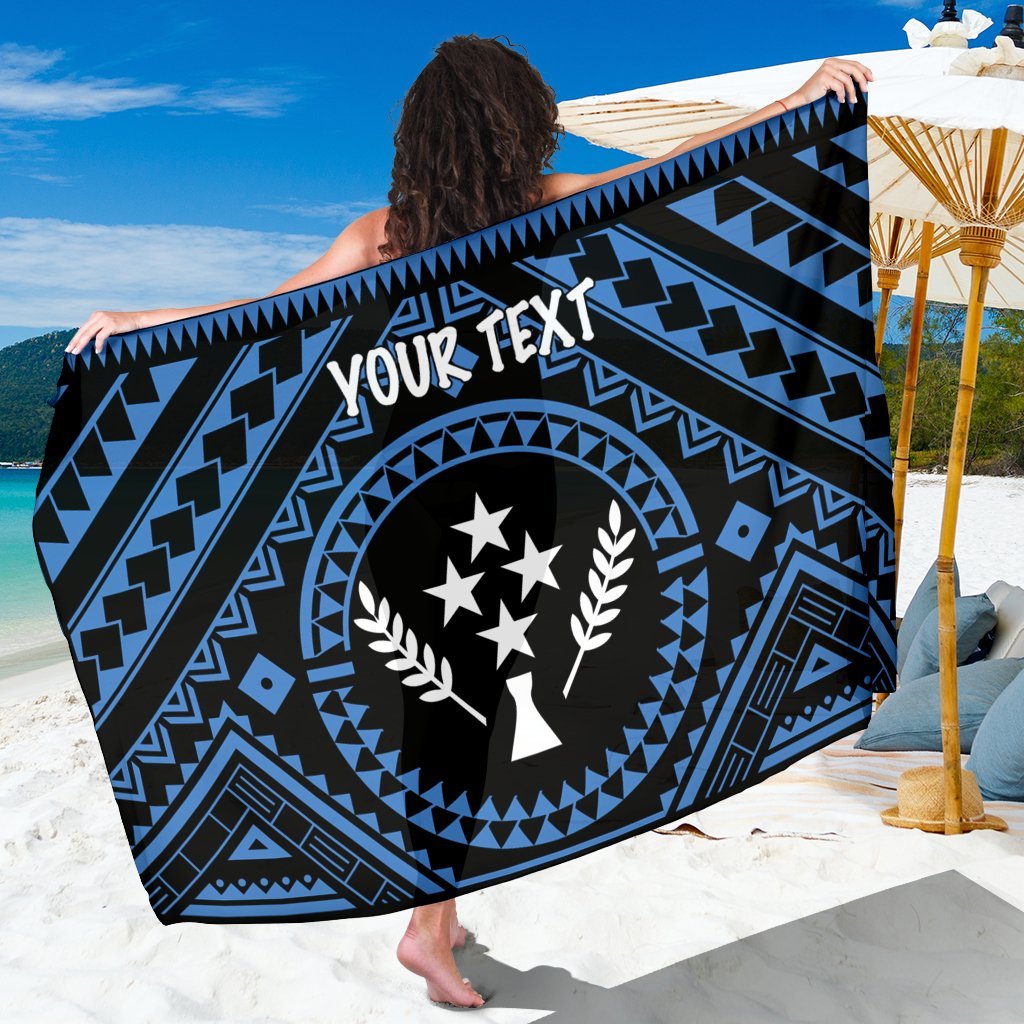 Kosrae Personalised Sarong - Kosrae Flag In Polynesian Tattoo Style (Blue) One Style One Size Blue - Polynesian Pride