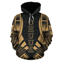 Chuuk State All Over Hoodie Gold Tattoo Style - Polynesian Pride