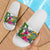 Tuvalu Custom Personalised Slide Sandals White - Turtle Plumeria Banana Leaf - Polynesian Pride