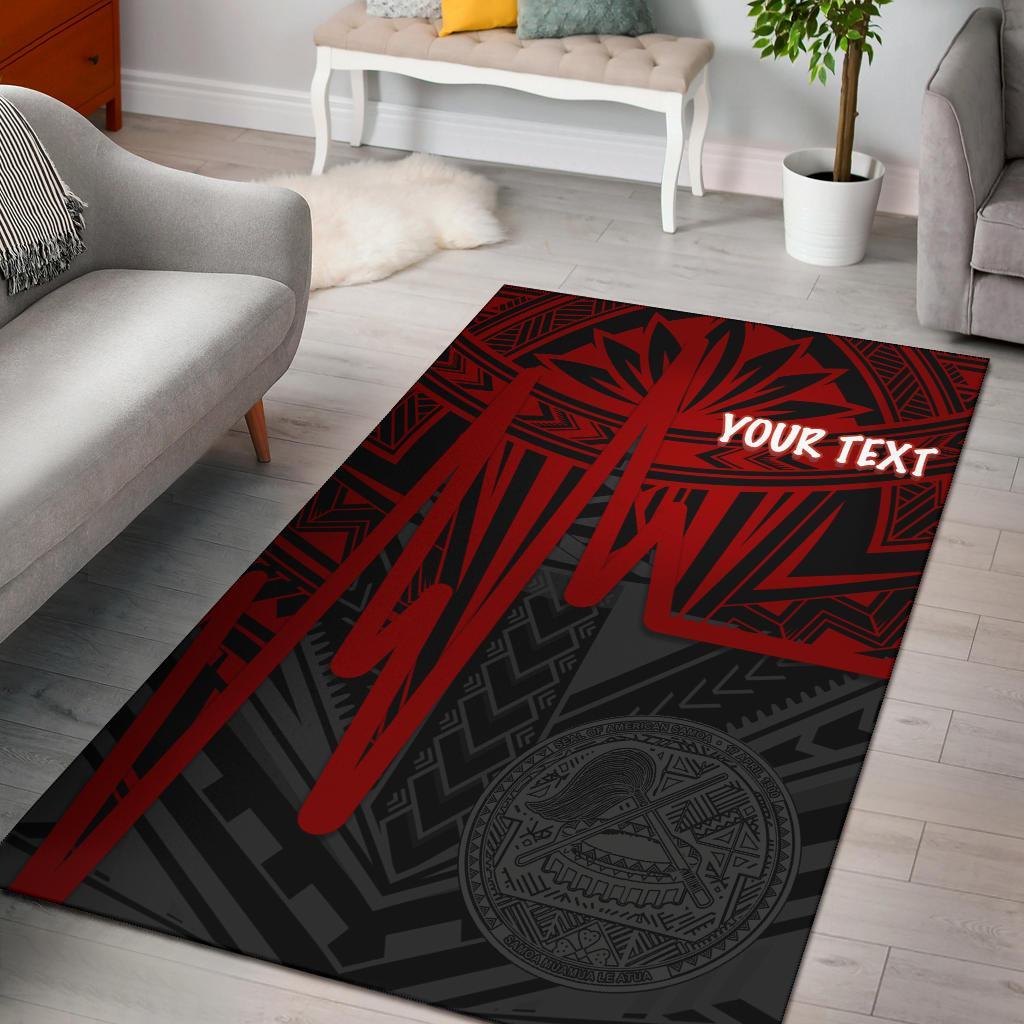 American Samoa Personalised Area Rug - Seal With Polynesian Pattern Heartbeat Style (Red) Red - Polynesian Pride