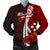 Kosrae Micronesia Men's Bomber Jacket - Coat Of Arm With Hibiscus Red - Polynesian Pride