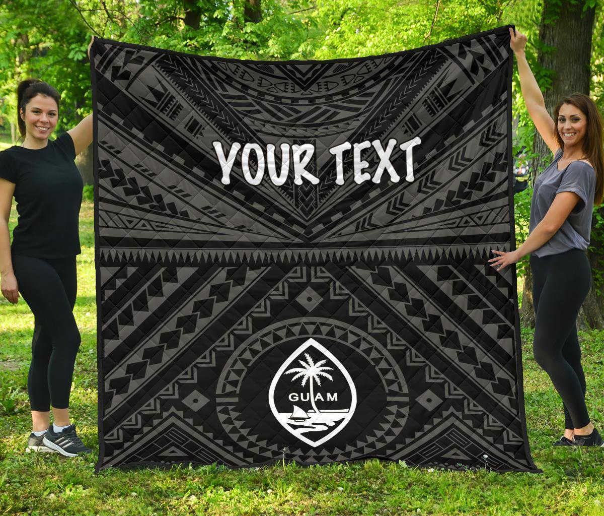 Guam Personalised Premium Quilt - Guam Seal With Polynesian Tattoo Style (Black) - Polynesian Pride