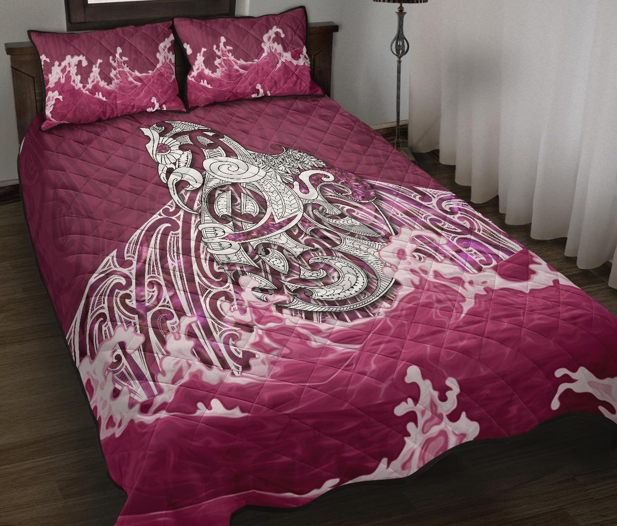 Maori Manaia The Pink Sea Quilt Bed Set Pink - Polynesian Pride