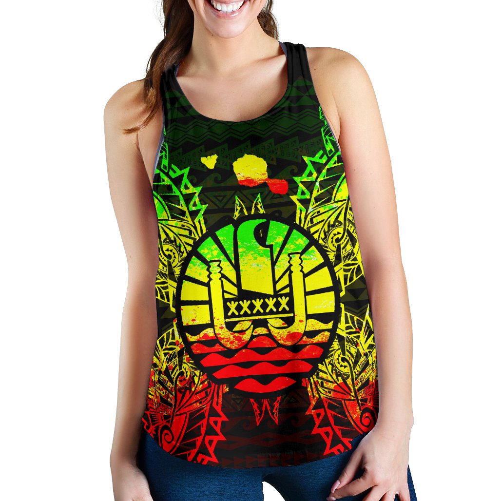 French Polynesia Polynesian Women Tank Top Map Reggae Reggae - Polynesian Pride