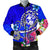 Tonga Men's Bomber Jacket - Turtle Plumeria (Blue) Blue - Polynesian Pride