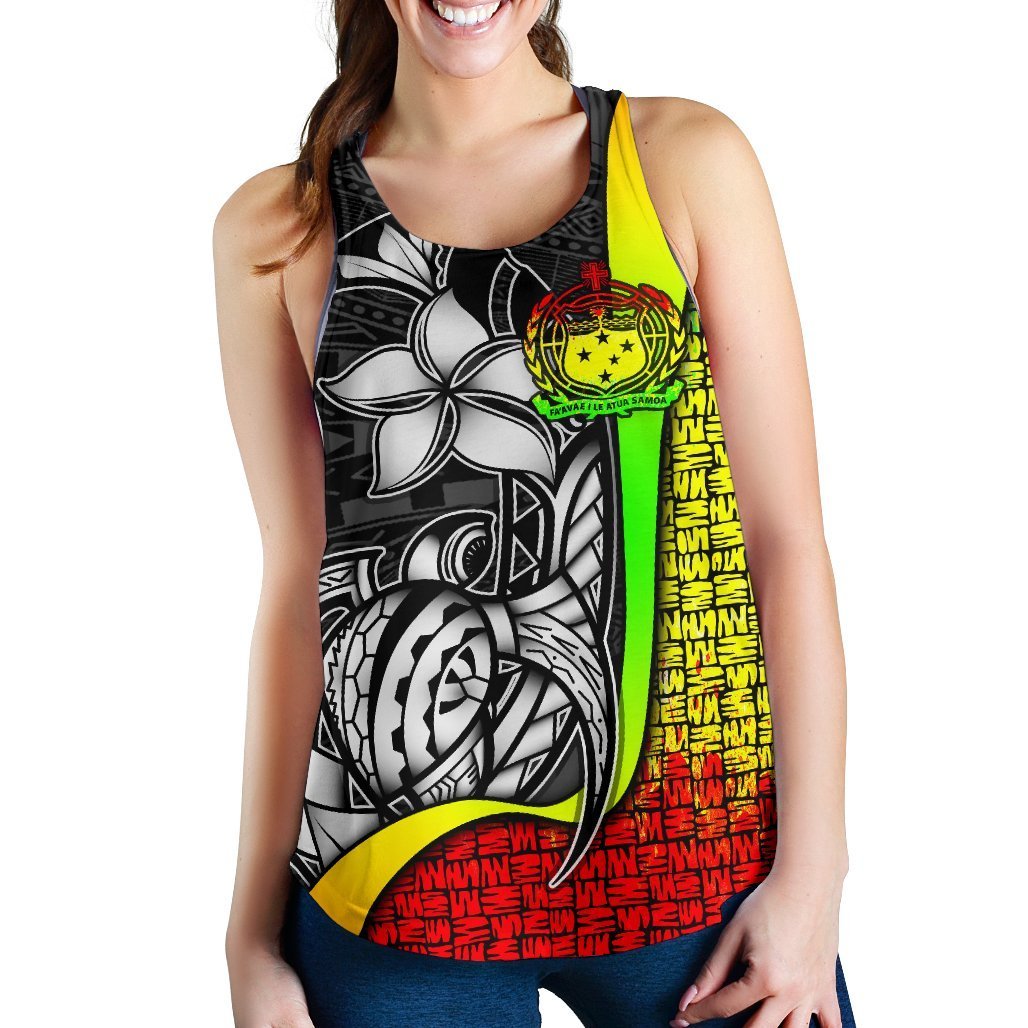 Samoa Polynesian Women's Racerback Tank Reggae - Turtle With Hook - Polynesian Pride