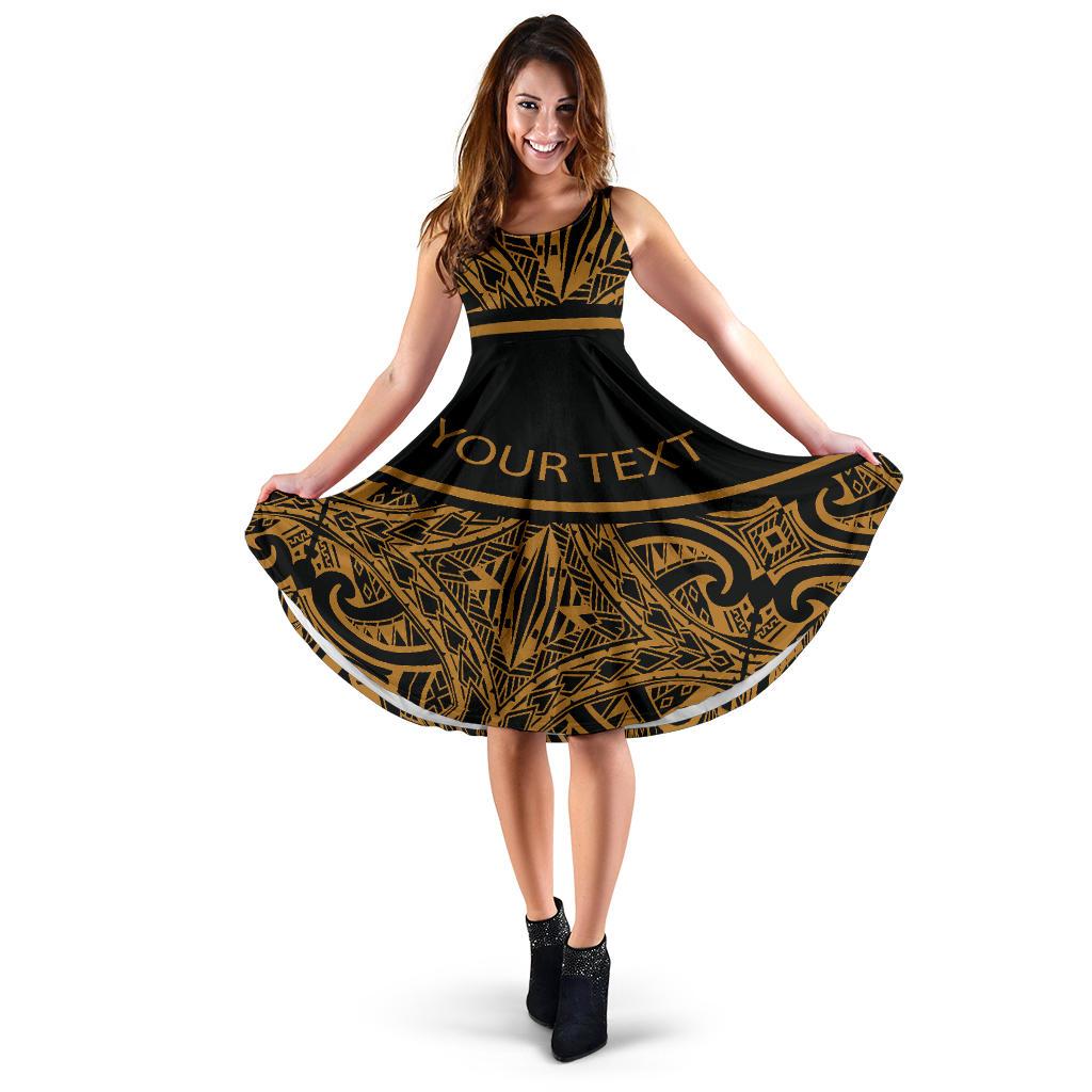 Turtle Personalised Women's Dress - Polynesian Gold Curve Style Women Gold - Polynesian Pride