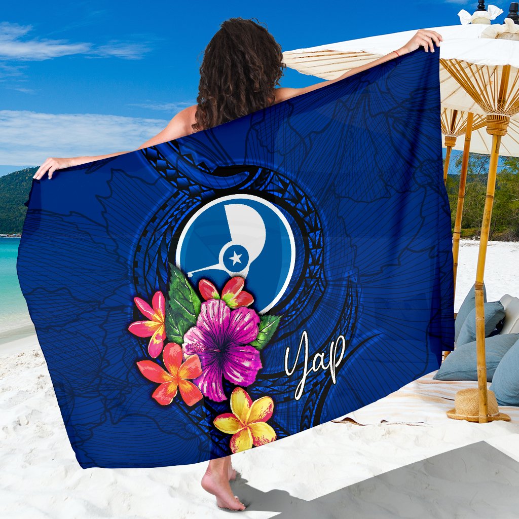 Yap Micronesia Sarong - Floral With Seal Blue Women One Size Blue - Polynesian Pride