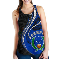 Pohnpei Women's Racerback Tank Kanaloa Tatau (Black) - Polynesian Pride