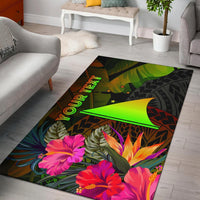 Tokelau Polynesian Personalised Area Rug - Hibiscus and Banana Leaves Reggae - Polynesian Pride