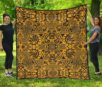 Polynesian Premium Quilt Yellow Black White - Polynesian Pride