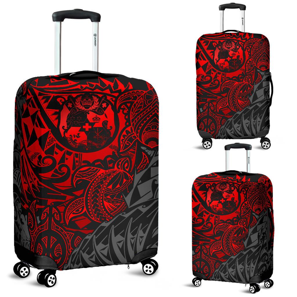 Tonga Polynesian Luggage Covers - Red Turtle Flowing Red - Polynesian Pride