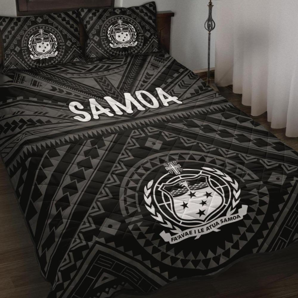 Samoa Quilt Bed Set - Samoa Seal In Polynesian Tattoo Style Black - Polynesian Pride